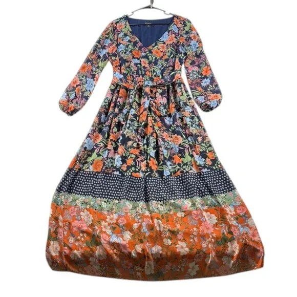 INC Dress Maxi Floral V Neck Women's Size 16 - Picture 1 of 6